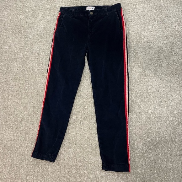 Anthropologie Sundry Navy Corduroy Trouser with Red/Pink Stripe 28 - Picture 1 of 3